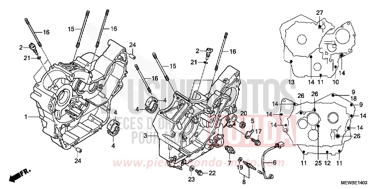 CRANKCASE for Deauville ABS CARNELIAN RED METALLIC (R296) from 2011